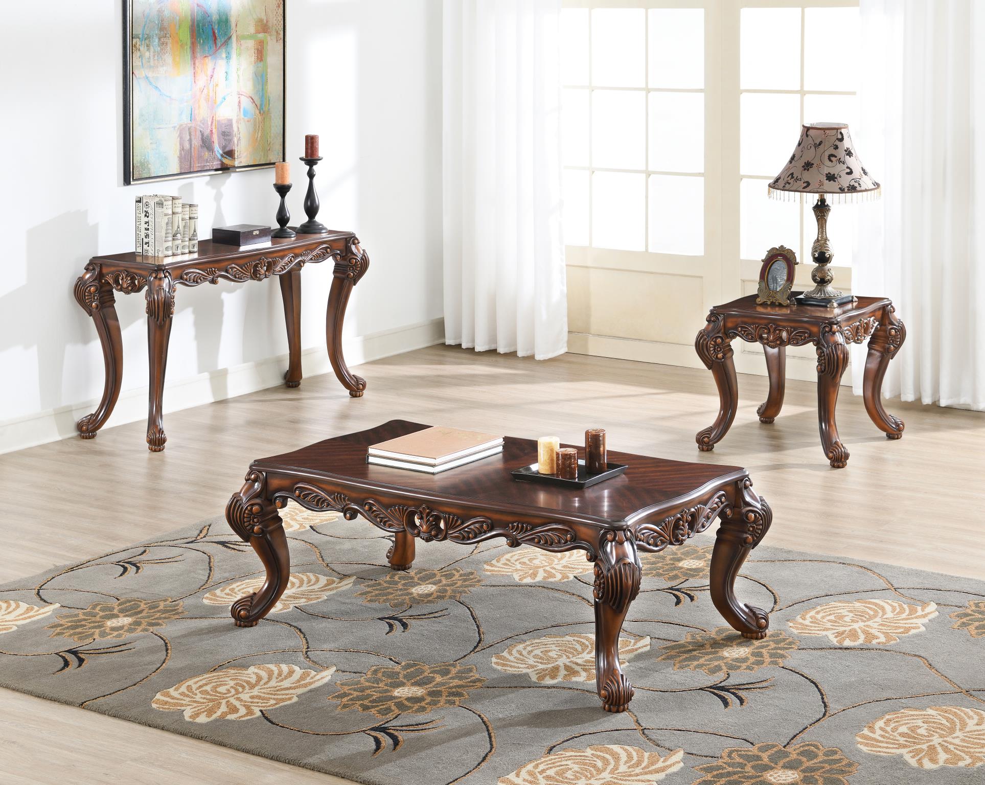Classic Warm Brown 3-Piece Coffee Table Set – T204-CEE