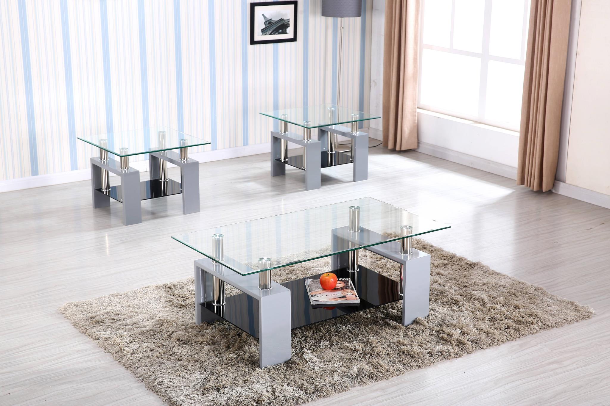 Gray Coffee Table & 2 End Tables (3-Piece Set) – T311-3PC