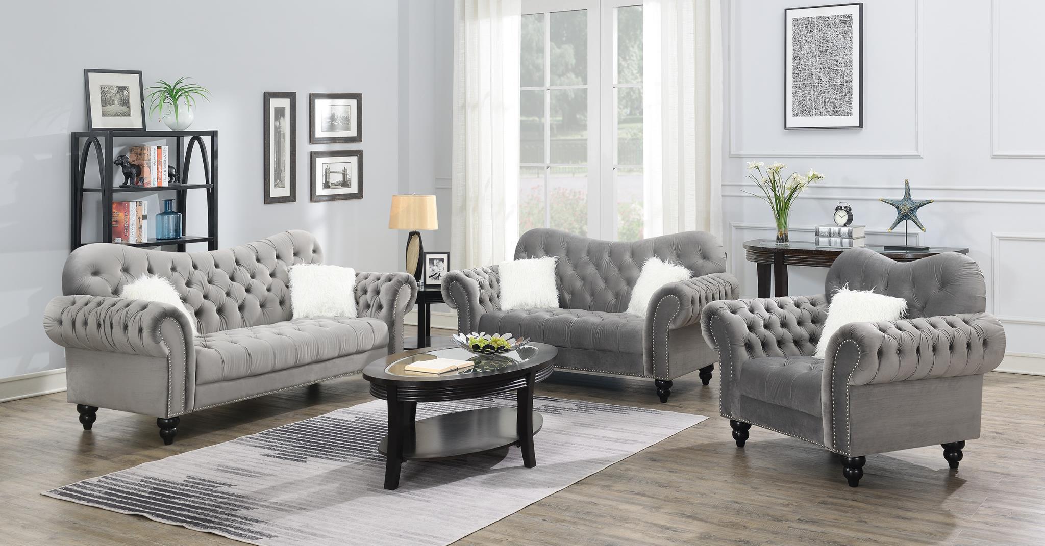 Gray LoveSeat with Wooden Legs – U219-L