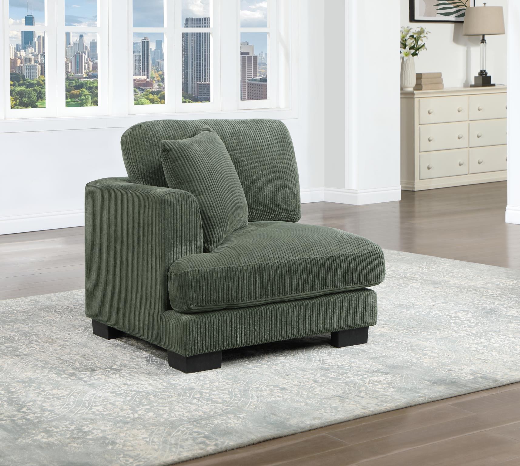 GREEN LEFT CHAIR w/ PILLOW - U256-L