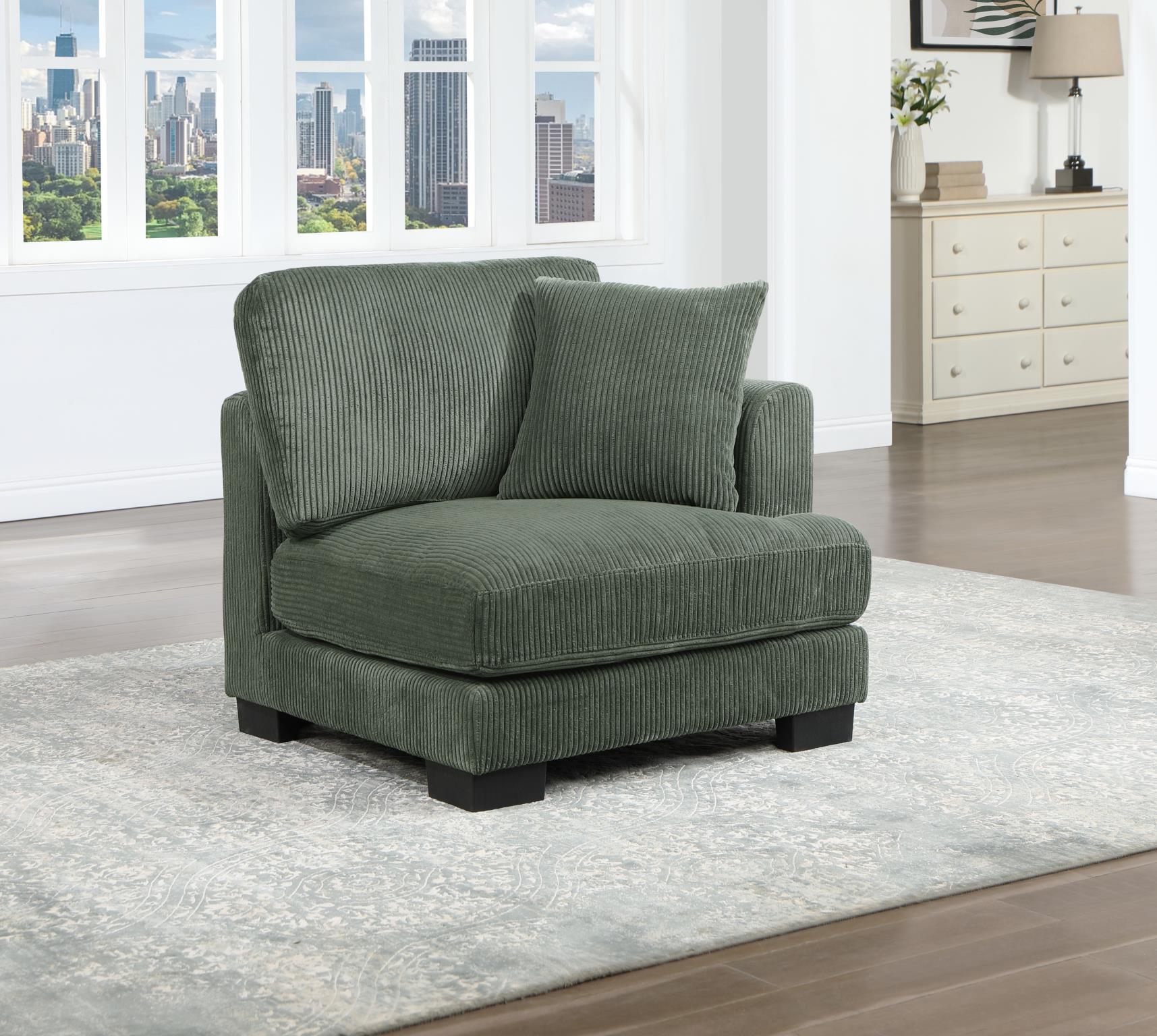 GREEN RIGHT CHAIR w/ PILLOW - U256-R