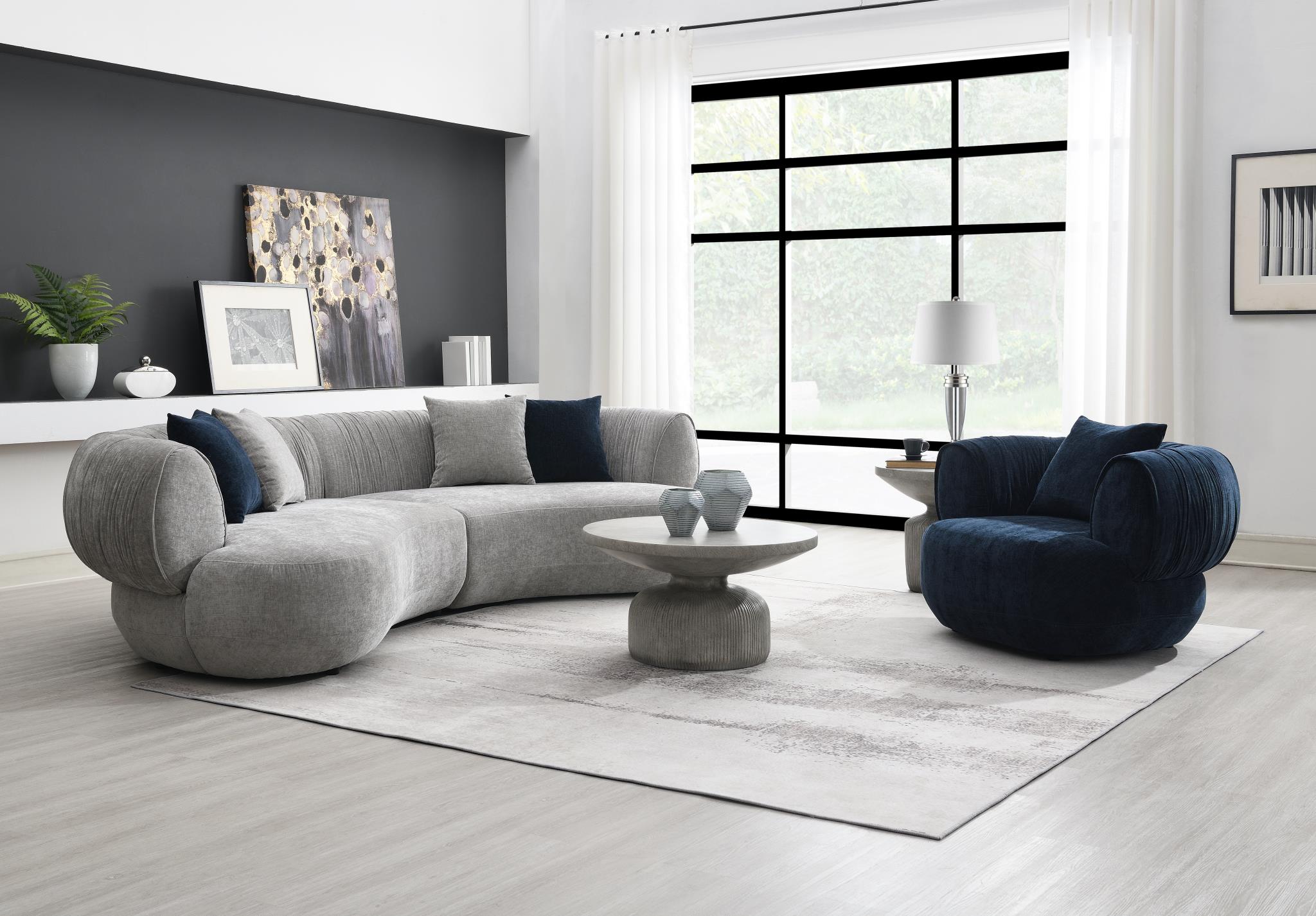 Gray Modern Curved Sofa - U307