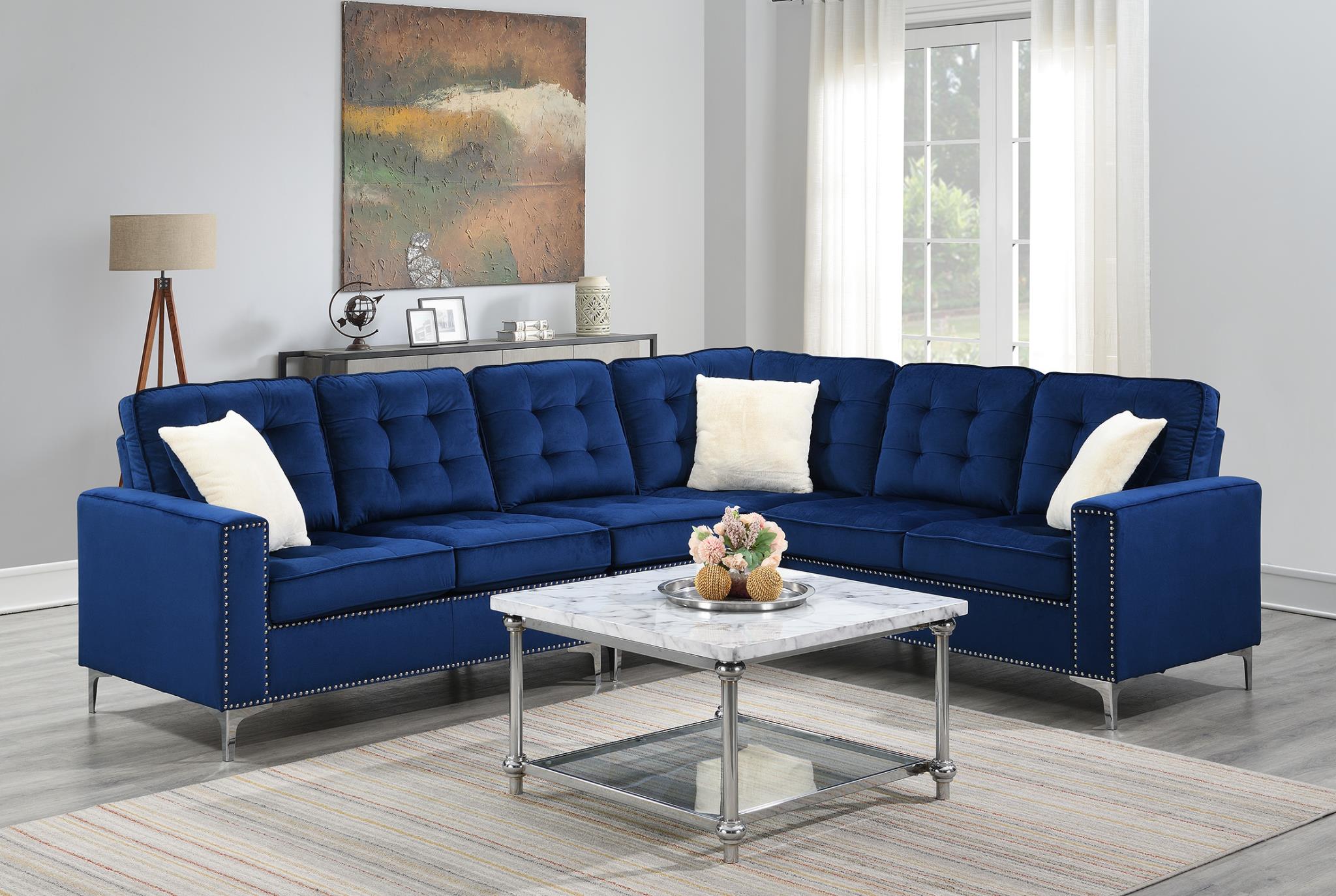 Blue Velvet 4PC Sectional – U332