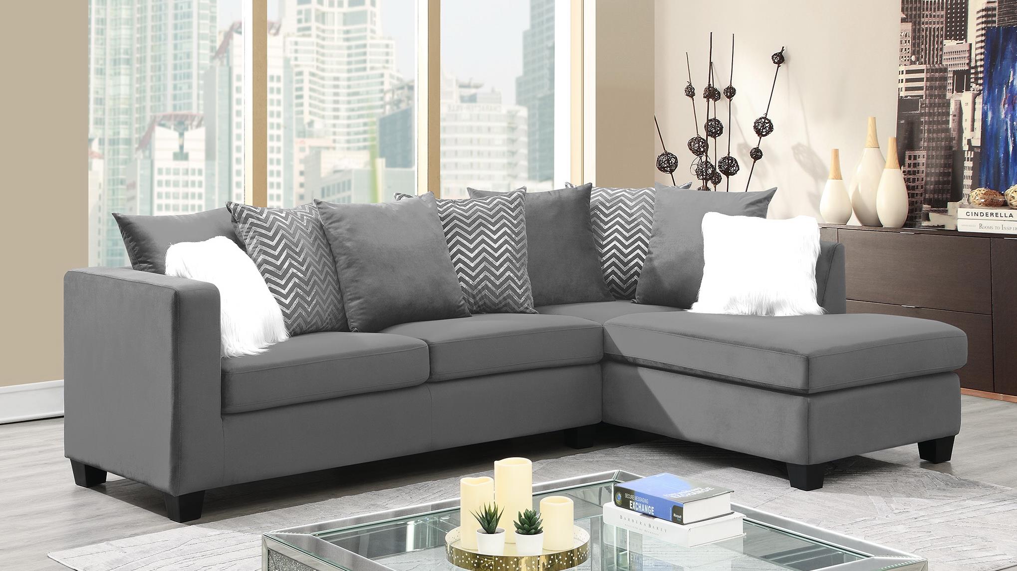 Gray Velvet 2PC Sectional – U357