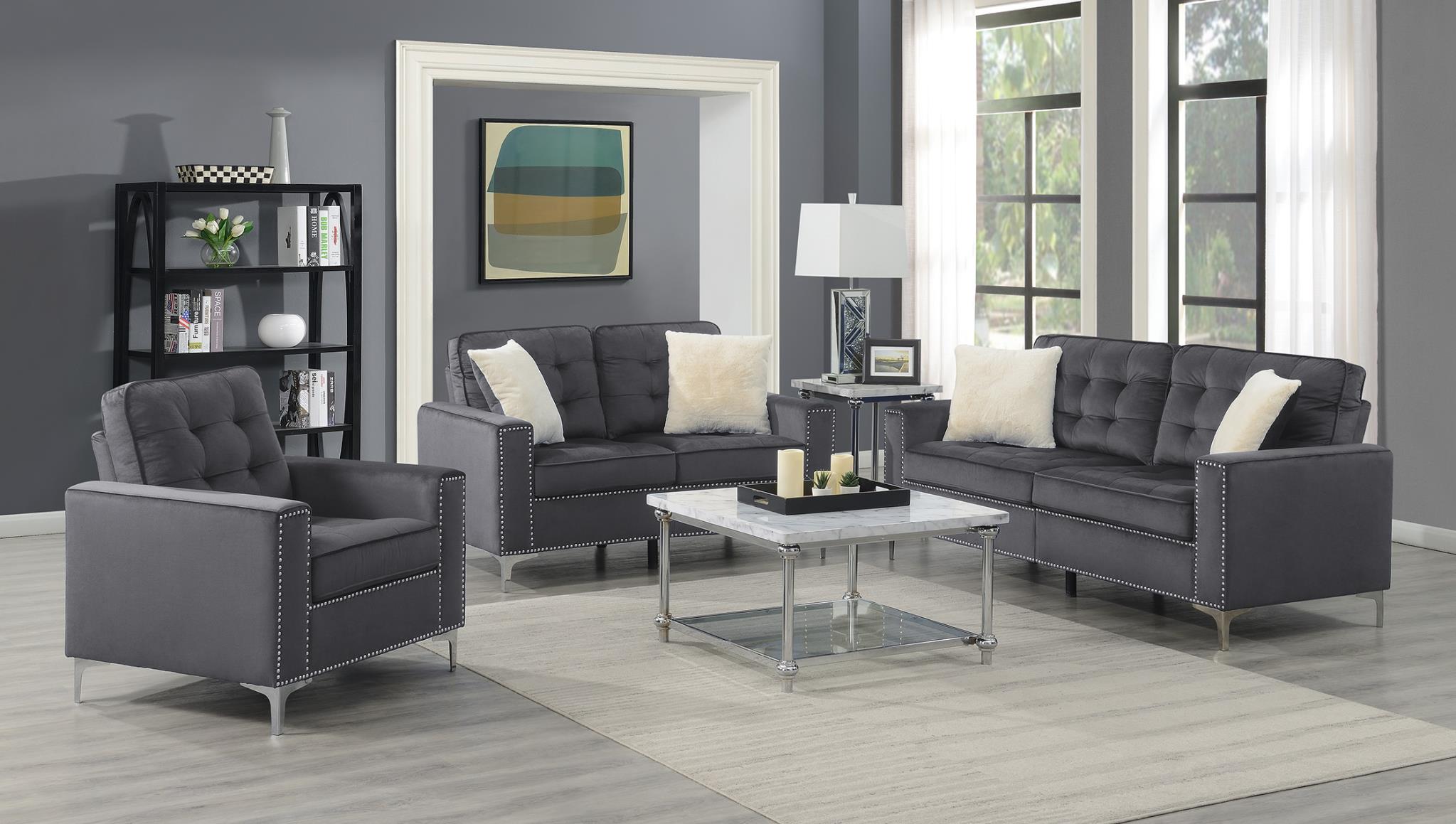 Dark Gray Velvet Chair - U433-C