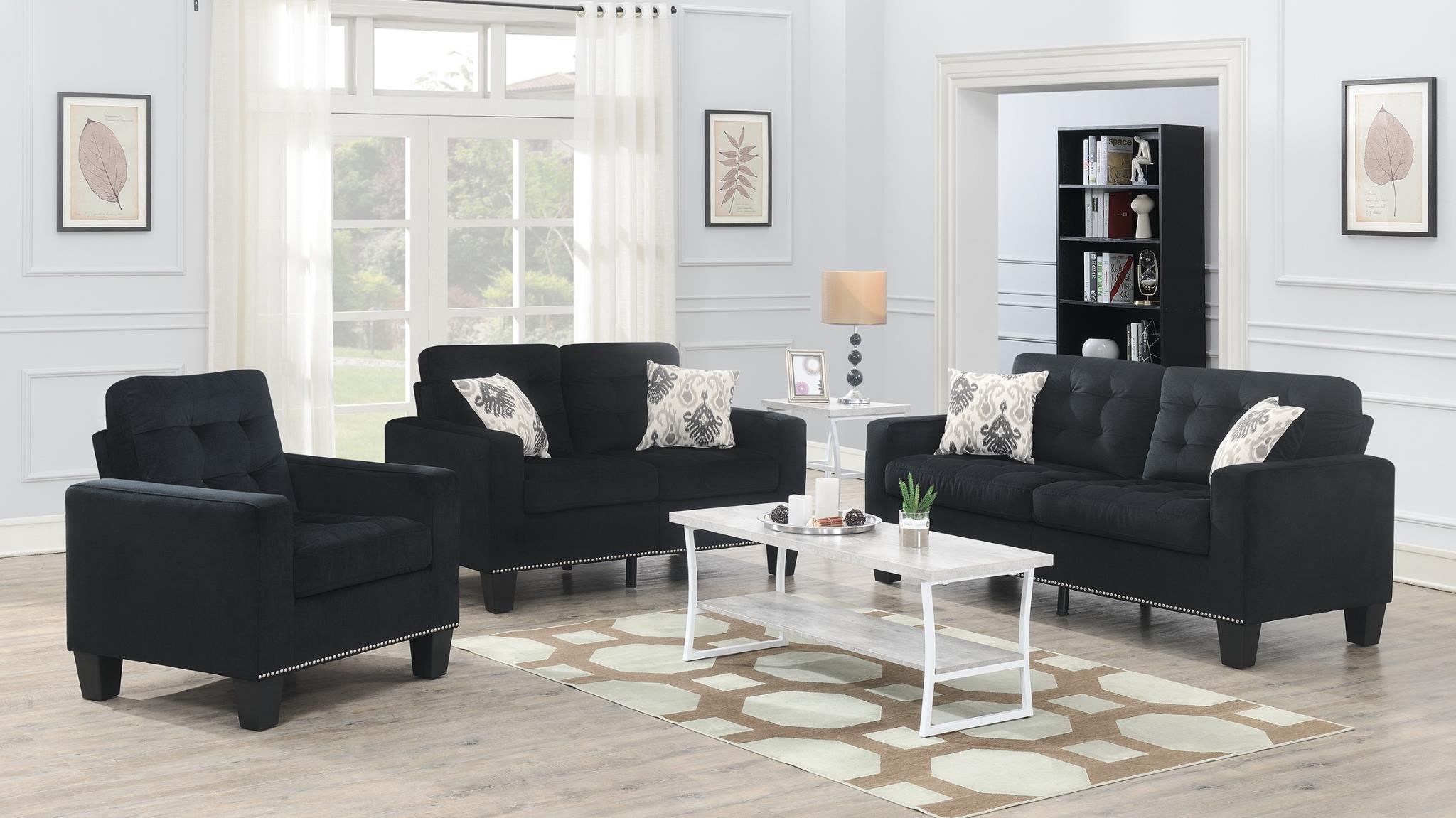 Black Velvet Sofa - U436-S