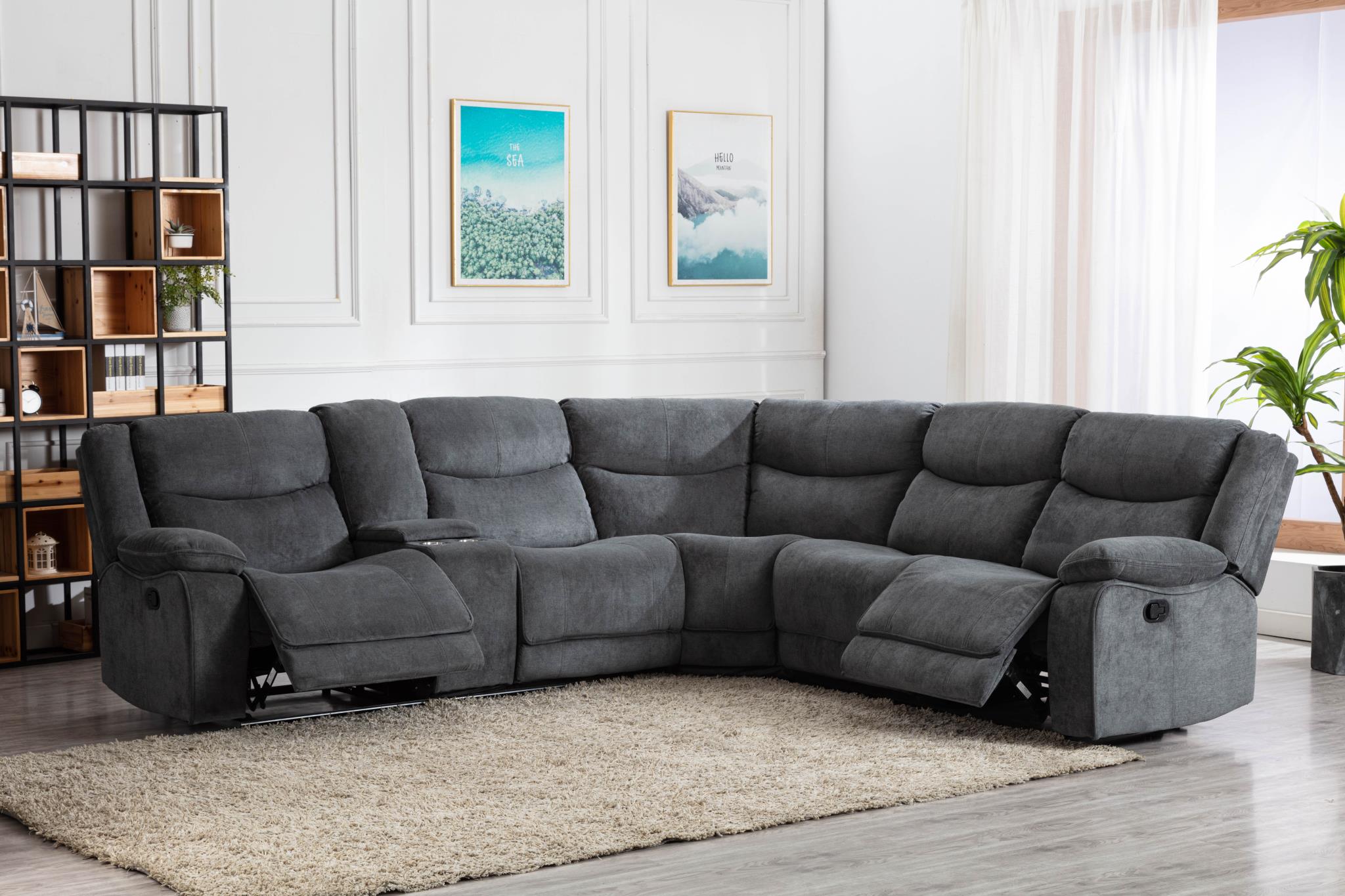 Gray Tightly Woven 3-Piece Motion Sectional – U76