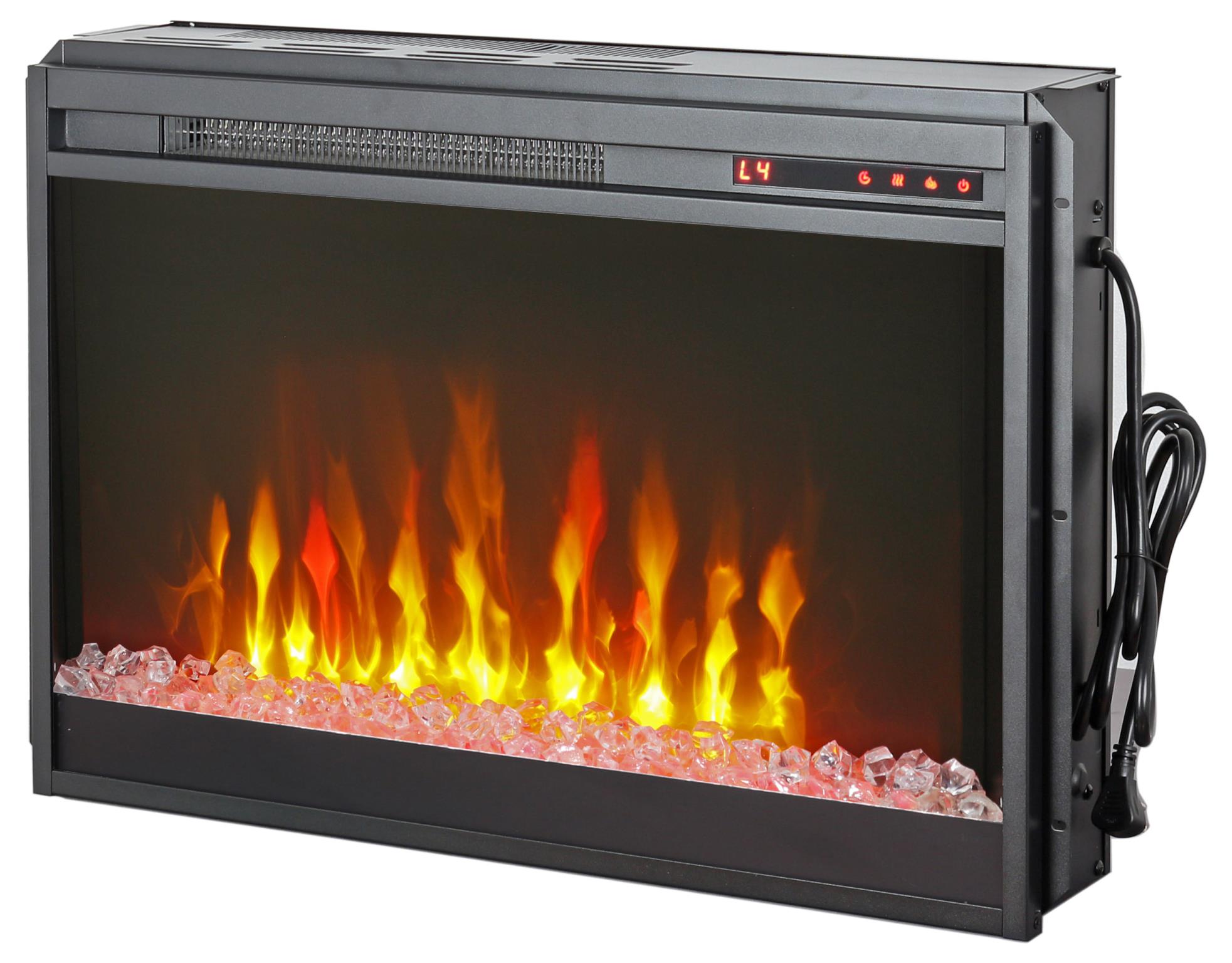 Fireplace Insert with LED Flames & Crystal Accents – W600