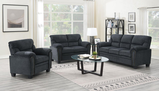 U453 - Chenille Chair With Nailhead - Charcoal Chenille