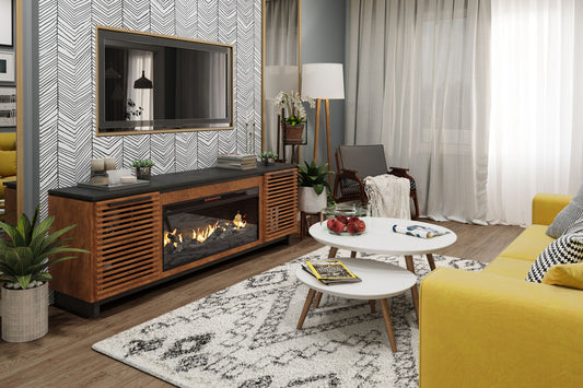 Graceland - Fireplace TV Stand Console For TVs Up To 100" - Black / Bourbon