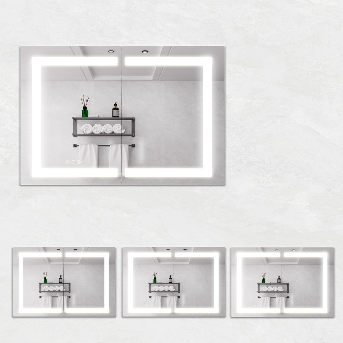 Medicine Cabinet With LED Vanity Mirror, Anti-Fog, Waterproof, Dimmable With Touch Switch