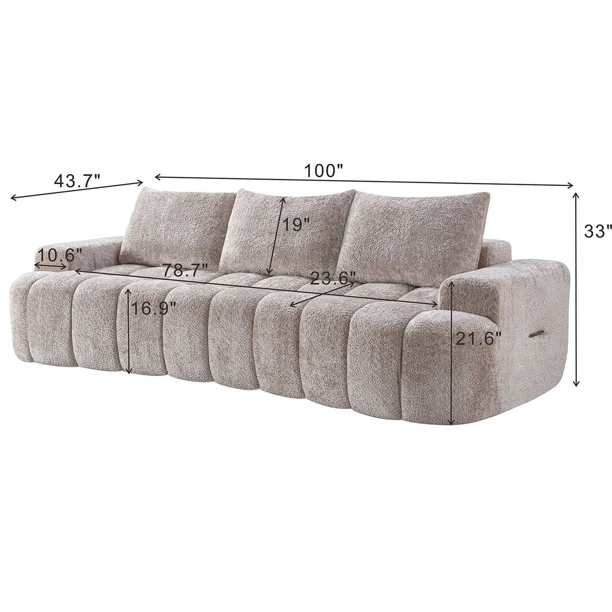 Extra Large Curved Front Compressed Sectional Sofa