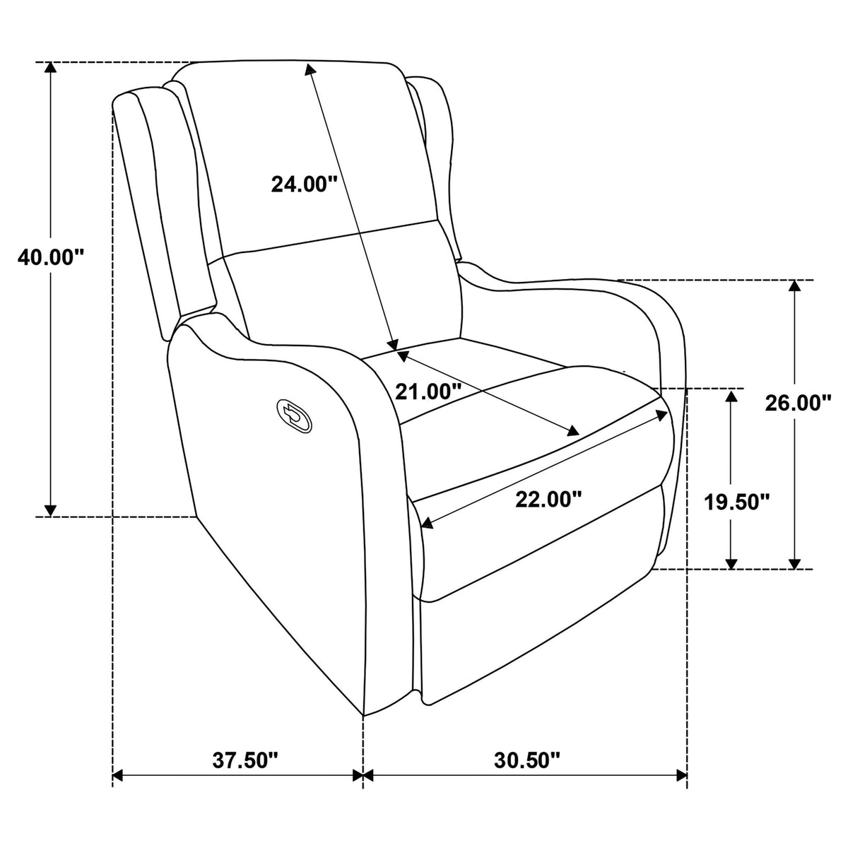 Cortland - Upholstered English Arm Recliner Chair Comfort Enhancing Lounge Chair - Ivory