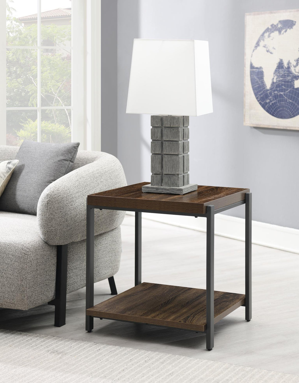 T174 - Coffee Table & 2 End Tables - Warm Brown / Gray