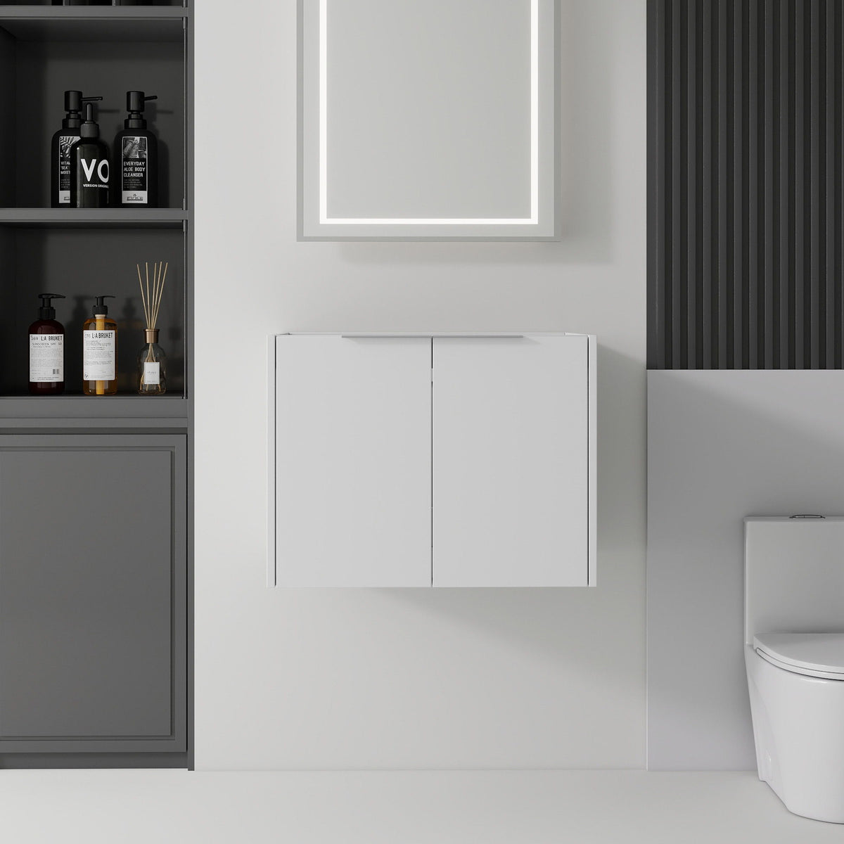 Floating Bathroom Vanity Cabinet With Soft Close Double Doors, Spacious Interior Storage, Wall Mounted, Cabinet Only