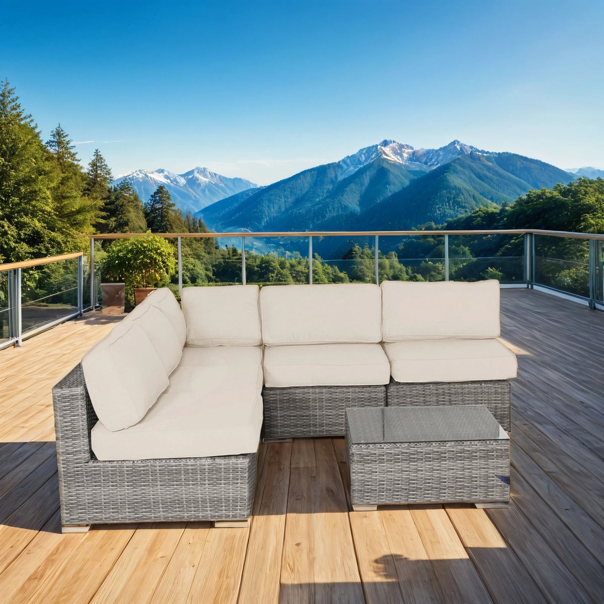 6 Piece Seating Group With Premium Cushions - Gray Mix