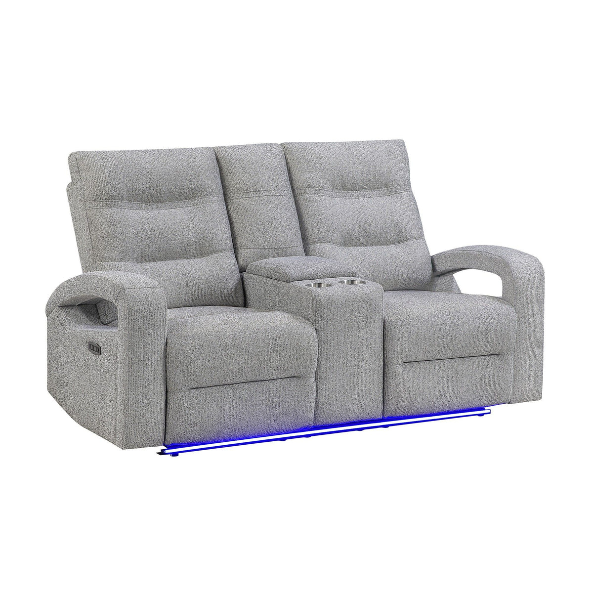 Isolde - Power Reclining Loveseat With LED Lighting - Gray