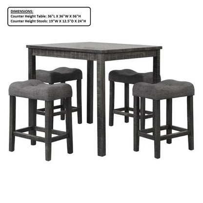 Transitional Counter Dining Set With 4 Tufted Stools