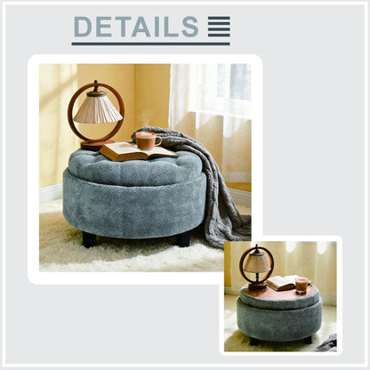 Storage Round Footstool Table Ottoman
