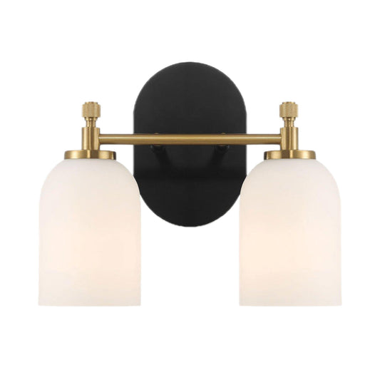 Vortex - 2 Lights Vanity In Style For Over Bathroom Mirror Wall Sconce - Black / Gold / White