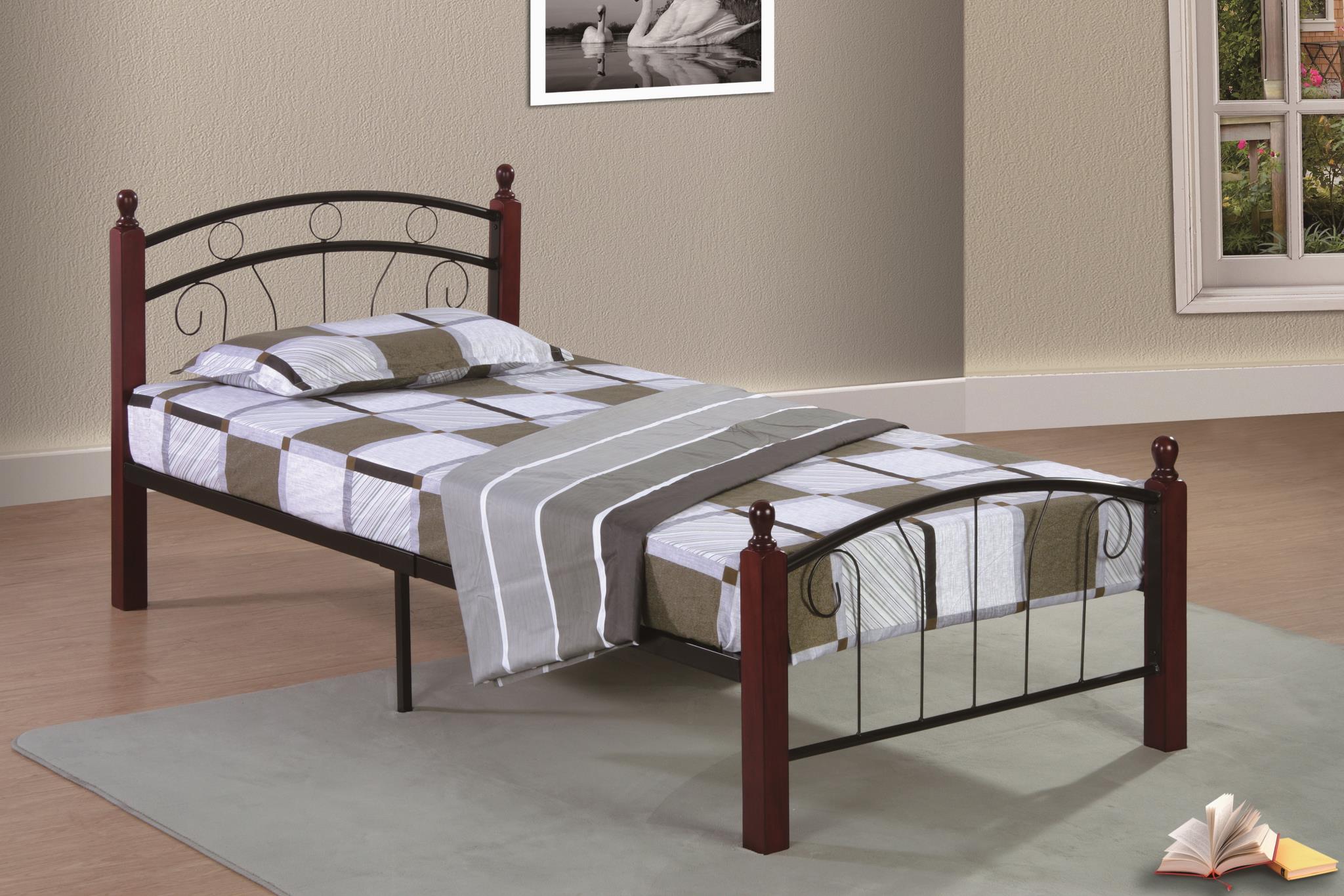 Cherry Twin Post Metal Bed - B642-T