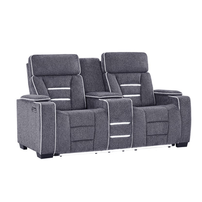 Austin - Console Reclining Loveseat With Storage Arms - Gray
