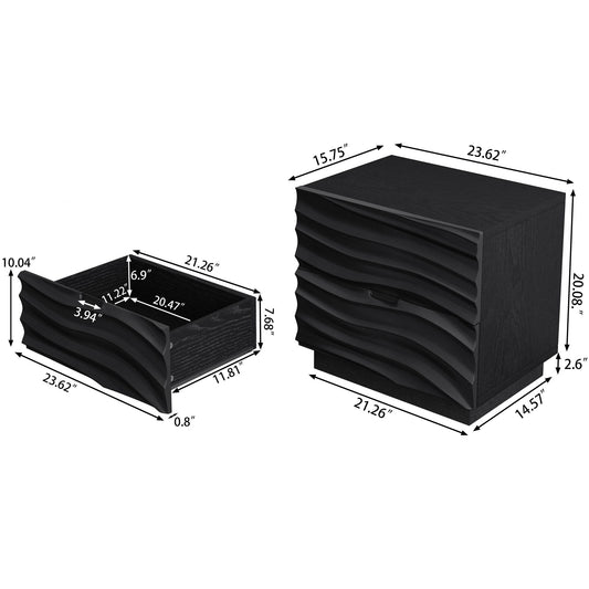 Nightstands, Bedside Table With 2 Drawers (Set of 2) - Black