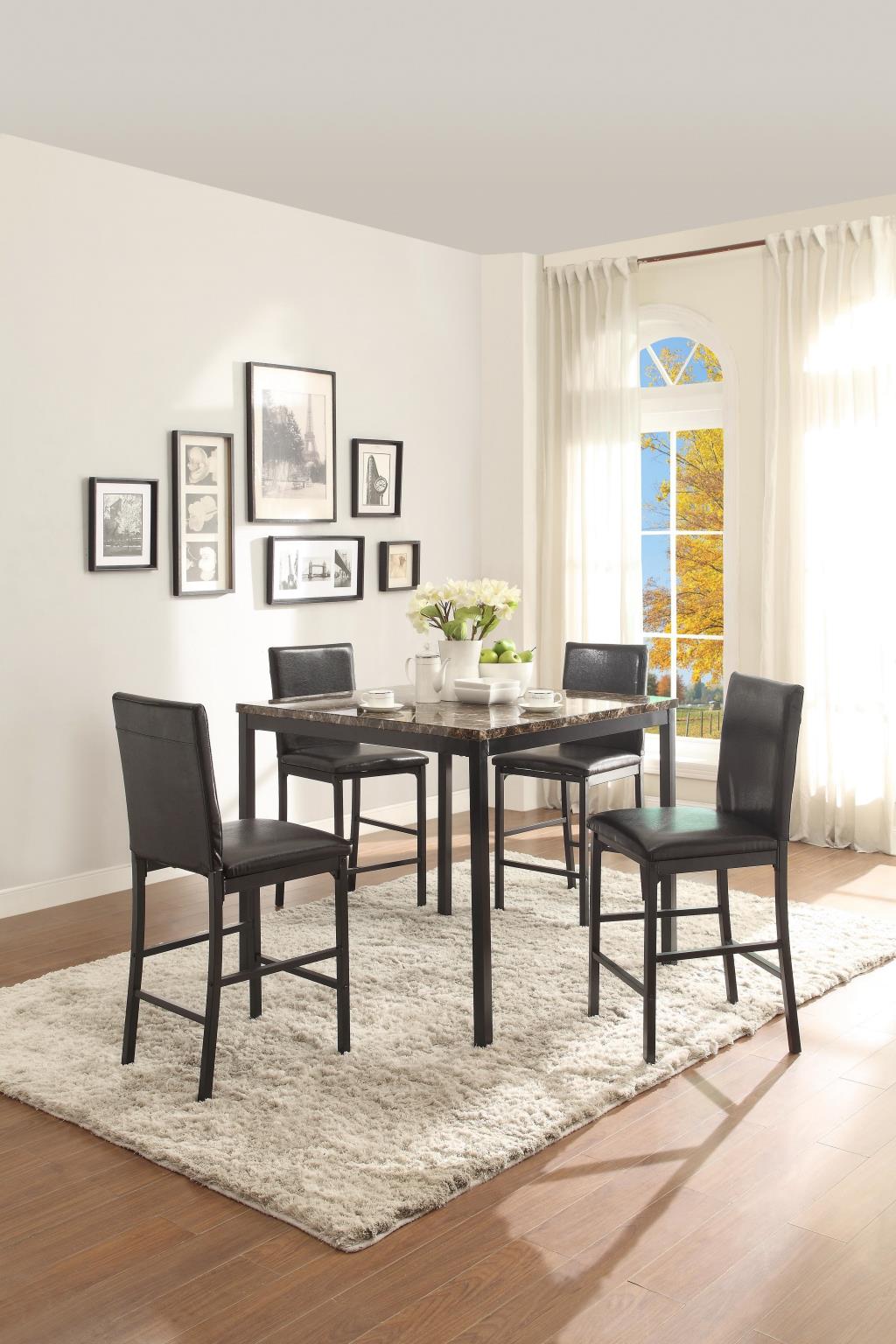 Counter Height Table with Brown Faux Marble – D270-T
