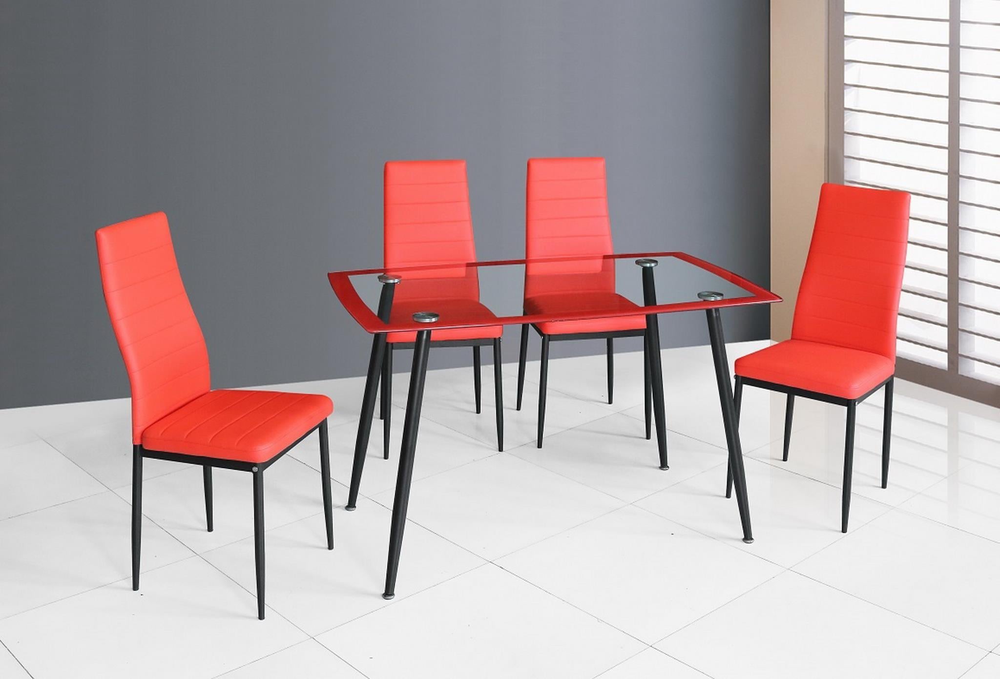 Red Dining Table & 4 Chairs – D341-5-RD