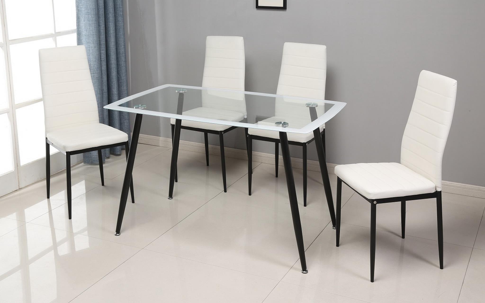 White Dining Table & 4 Chairs – D342-5-WH
