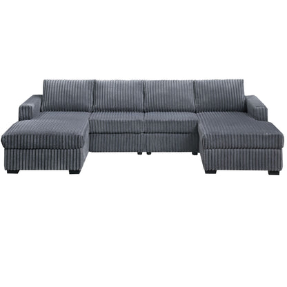 U-Shaped Sectional Set With Cushion Back Armless Chairs Right And Left Arm Chaise