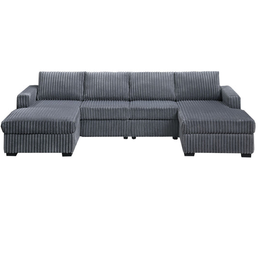 U-Shaped Sectional Set With Cushion Back Armless Chairs Right And Left Arm Chaise