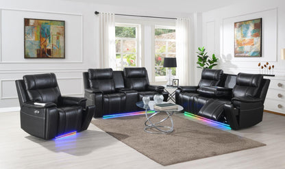 U68 - LED Power Recliner With Arms/Hidden Metal Cup Holder And Rhythmic Light Strip LED - Black