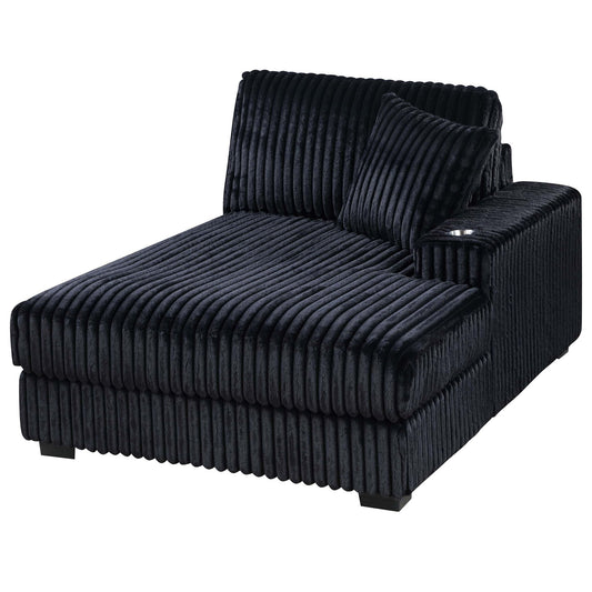 6 Piece Modular Sectional Sofa Set Upholstered Living Room Plush Couch With Cup Holders And USB Port - Black