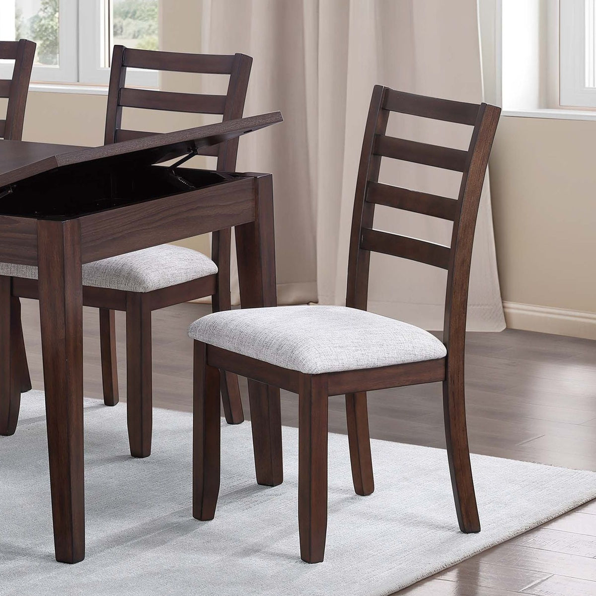 Ladder Back Design Dining Chairs (Set of 2) - Walnut