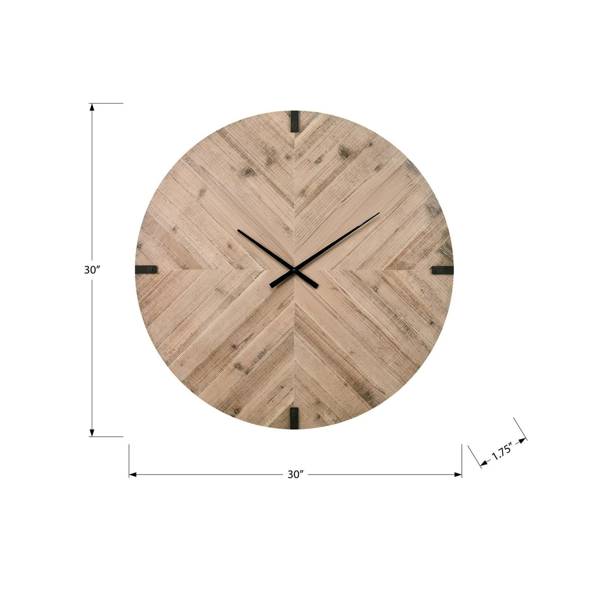 Wall Clock, Round, Large Oversized - Brown