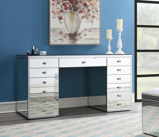 G-317 - Glamour Vanity + Stool (No Mirror) - Silver