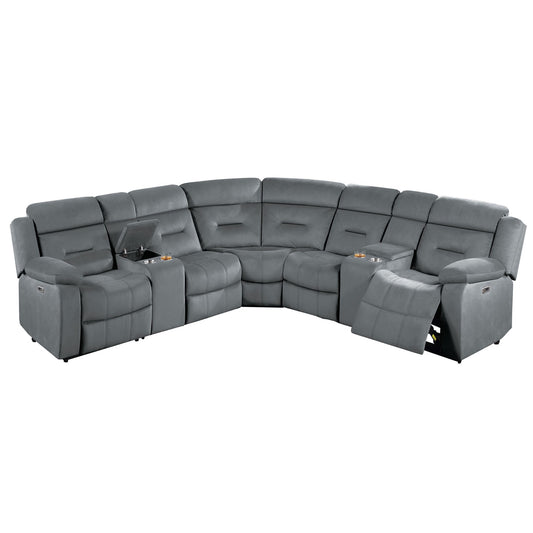 Power Reclining Sectional Set With Console Cup Holders