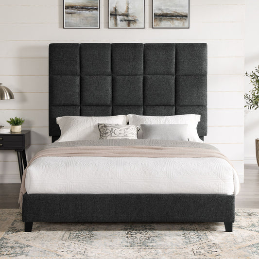 Squares Upholstered Headboard Platform Bed