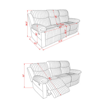 Brenda - Sofa With Manual Recline Function - Brown