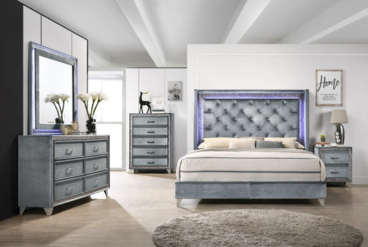B278 - Velvet Nightstand - Gray