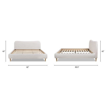 Roman - King Curved Headboard Upholstered Platform Bed - Light Beige