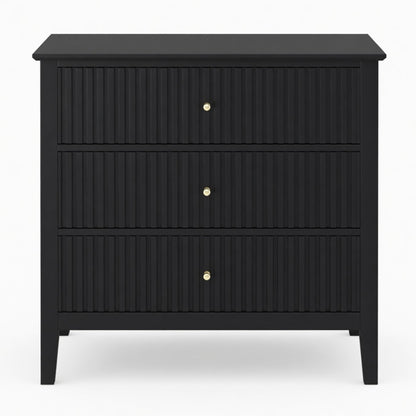 Fluted 3 Drawer Nightstand With Soft Close Slides