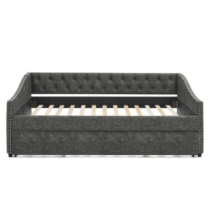Upholstered Daybed With USB Charging & Pull Out Bed