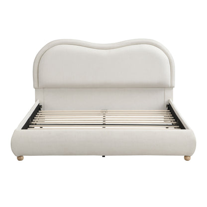 Upholstered Platform Bed Frame With Curved Headboard