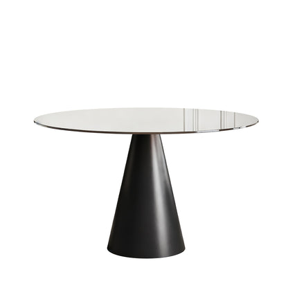 Round Dining Table - Black / Brown - Glass