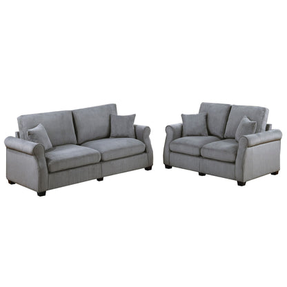 Contemporary 2 Piece Sofa Set With Matching Pillows