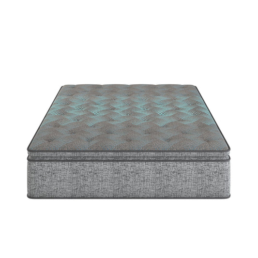 Comfort Care - 12" Hybrid Euro Top Mattress, Plush Comfort With Individual Pocketed Coil - Gray / Blue - Twin