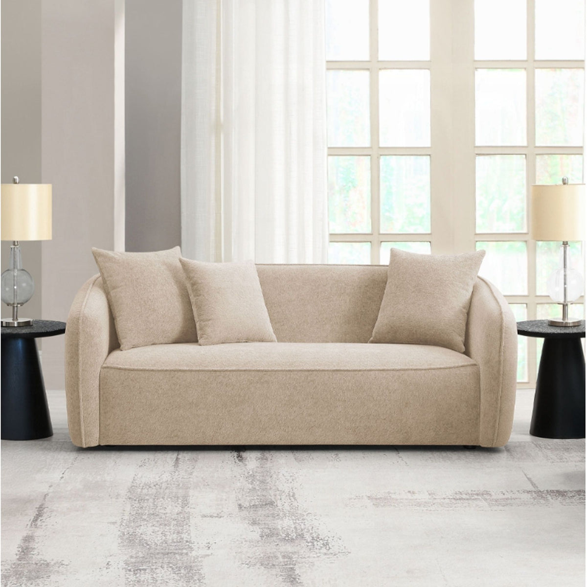 Keith - Sofa With 3 Pillows, Living Room Seating - Beige