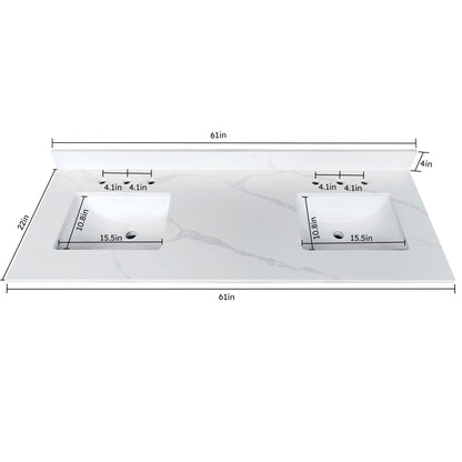 Bathroom Vanity Top With Undermount Sink, 3 Pre Drilled Holes